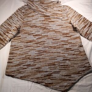 Ruby Rd. Cowl Neck Sweater in Brown and Cream